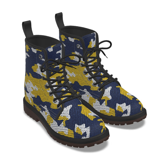 Urban Legend Michigan Maize and Blue Camo Martin Short Boots – Wolverines-Inspired Streetwear for Ga
