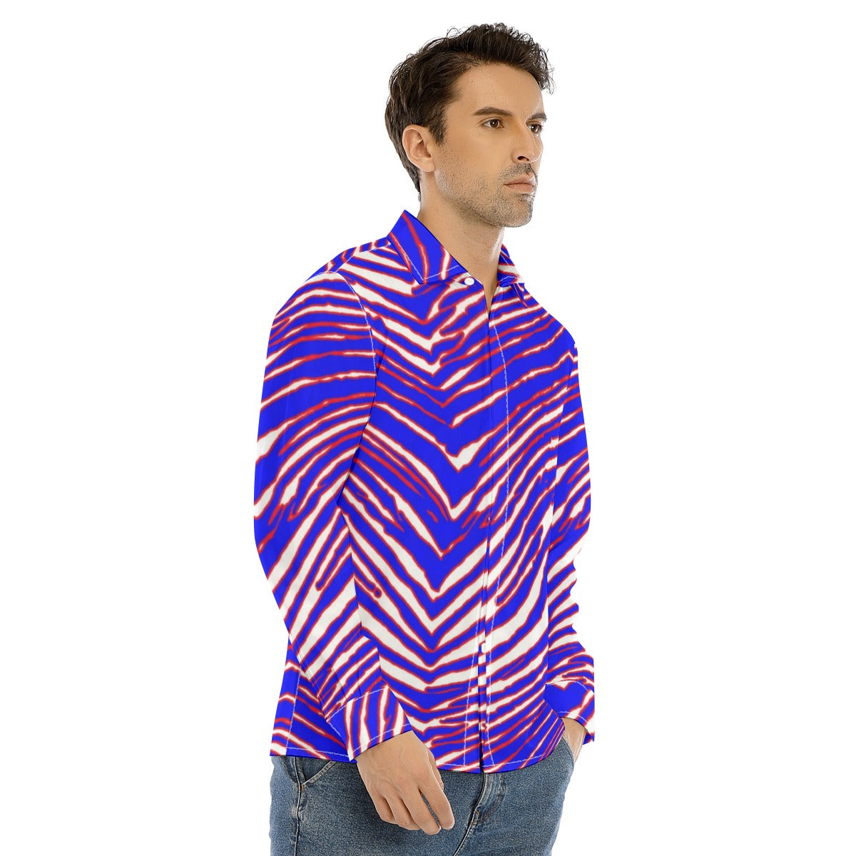 Buffalo Bills Zubaz Men's Lapel Collar Shirt With Concealed Placket