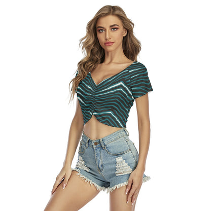 Philadelphia Football Game Day All-Over Print Women's Raglan Drawstring Front  Crop Tee