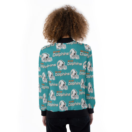 Miami Football Game Day All-Over Print Women's Ribbed Stand-up Collar Jacket