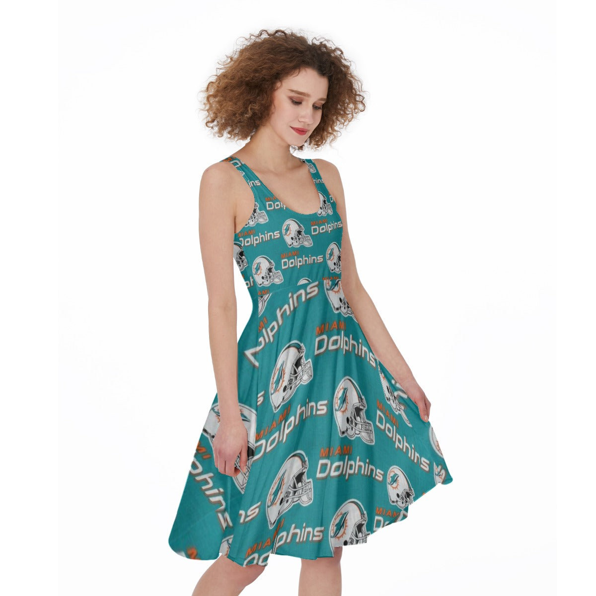 Miami Football Game Day All-Over Print Women's Sleeveless Dress