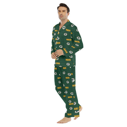 Green Bay Football Game Day All-Over Print Men's Lapel Pajama Set