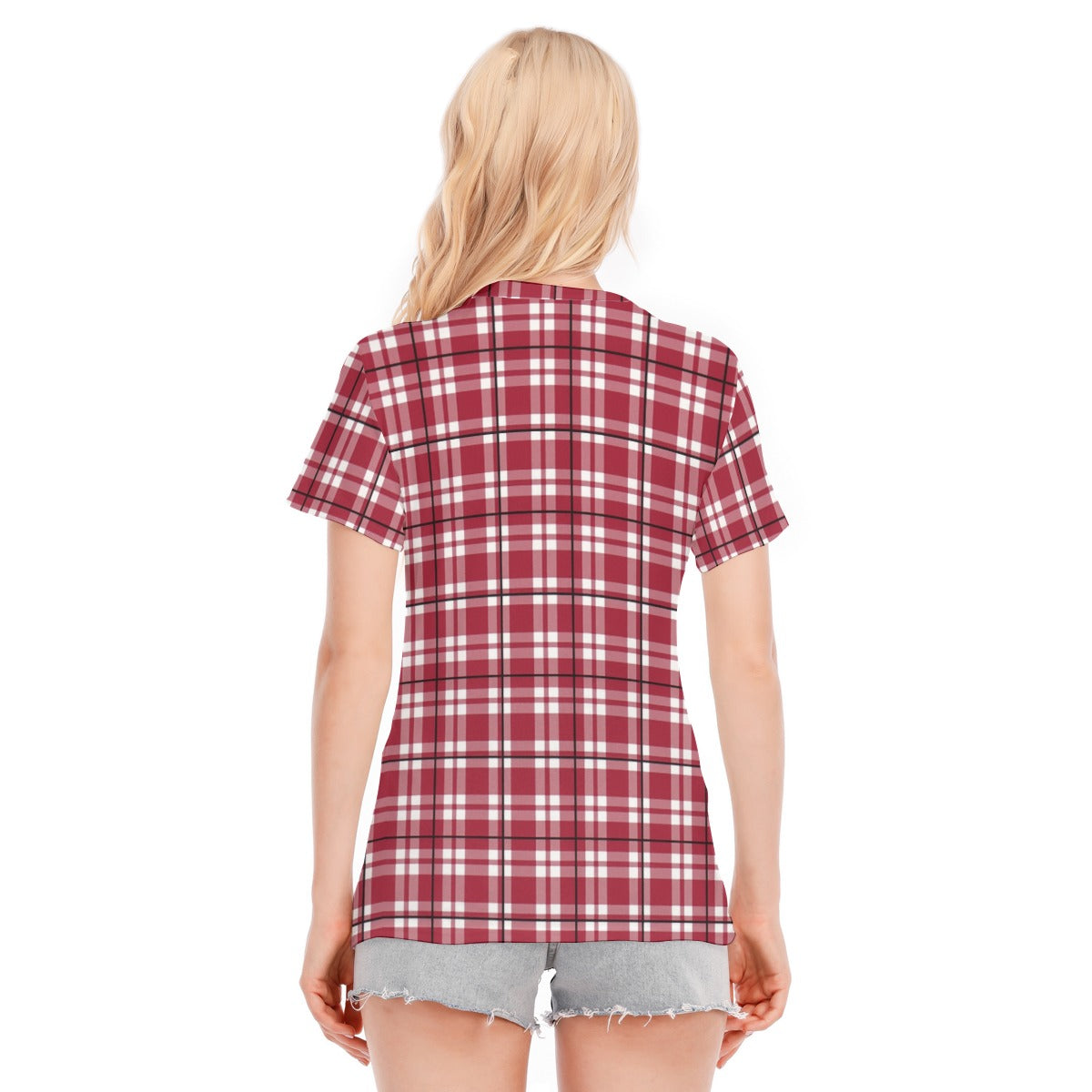 Alabama Tartan plaid Women's Round Neck T-Shirt | 190GSM Cotton