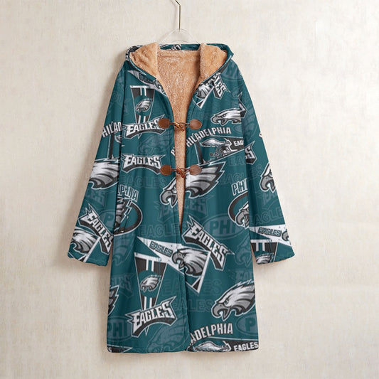 Philadelphia Football Game Day All-Over Print Men's Horn Button Long Fleece Windbreaker