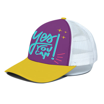 Yes You Can! Motivational Trucker Hat – Purple and Yellow Positive Energy Cap