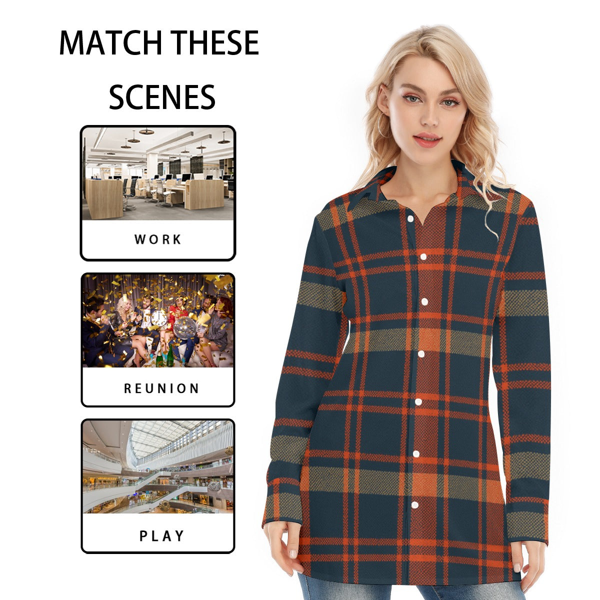 Auburn - Tigers Tartan Plaid Women's Long Shirt