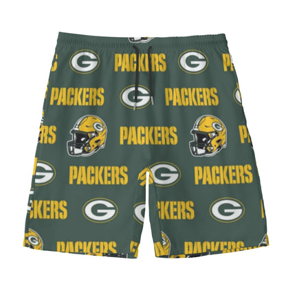 Green Bay Football Game Day All-Over Print Men‘s Beach Shorts With Lining