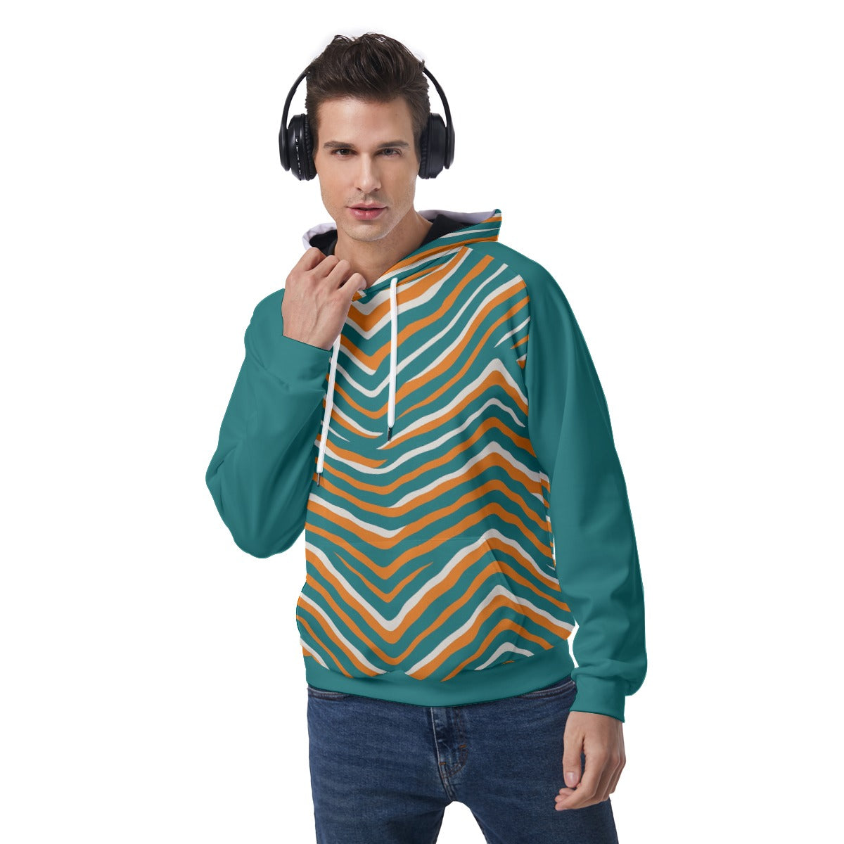 Miami Football Game Day All-Over Print Men's Raglan Pullover Hoodie