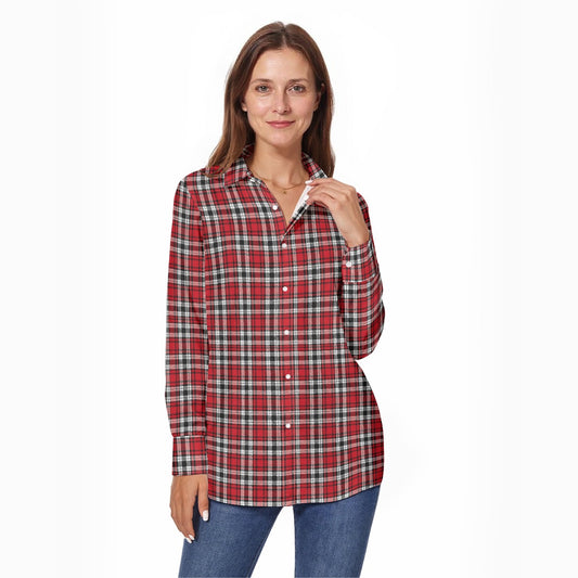 Louisville Cardinals Tartan Plaid  Women's Long Sleeve Shirt