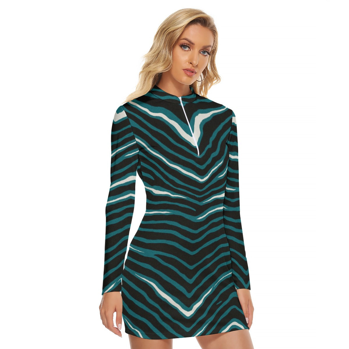 Philadelphia Football Game Day All-Over Print Women's Zip Front Tight Dress