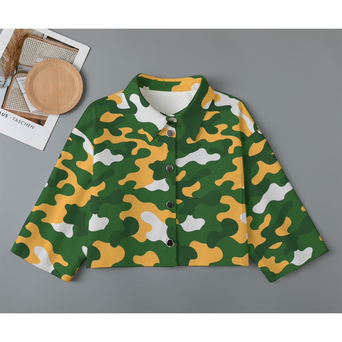 Green Bay Football Game Day All-Over Print Women's Cropped Jacket | 245GSM Cotton