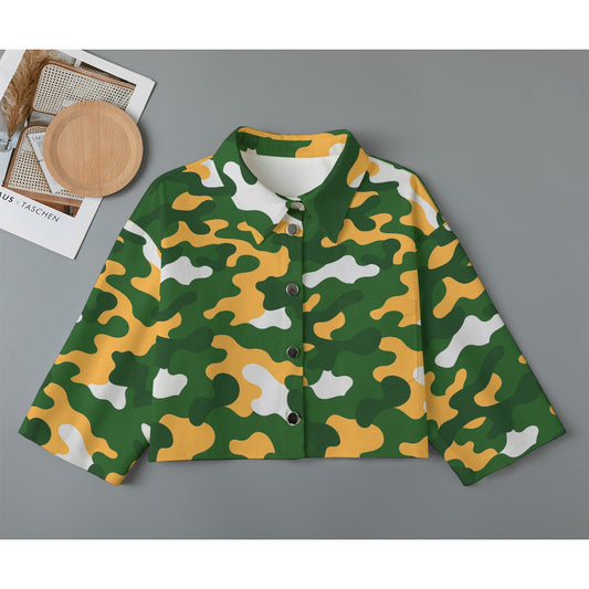 Green Bay Football Game Day All-Over Print Women's Cropped Jacket | 245GSM Cotton