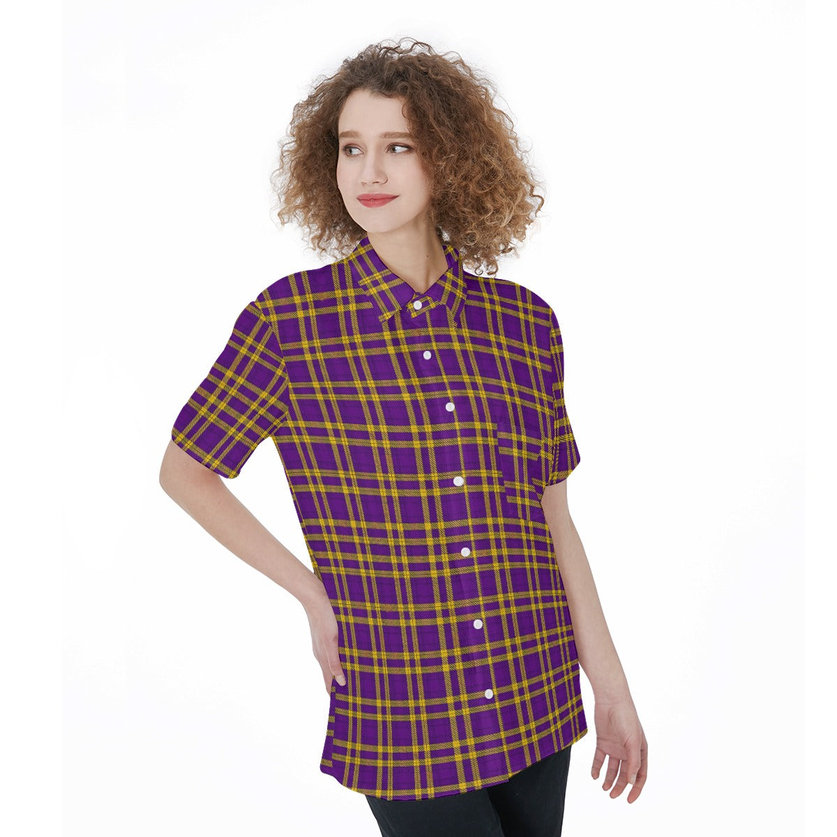 Louisiana Tartan Laid Tigers Lsu Women's Short Sleeve Shirt With Pocket