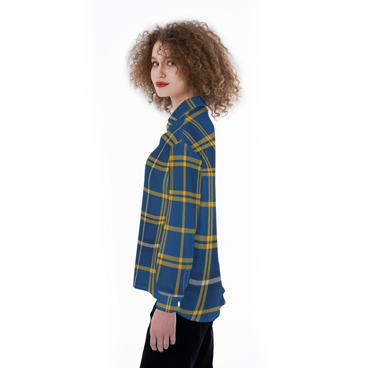 California Los Angeles UCLA Bruins Tartan Plaid Women's Satin Shirt