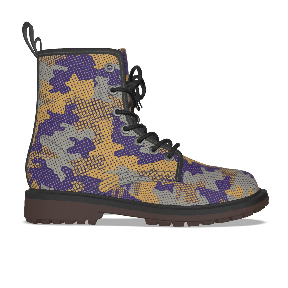 Urban Legend Washington Purple and Gold Camo Martin Short Boots – Huskies-Inspired Streetwear for Ga