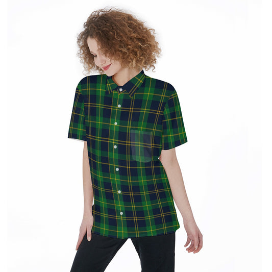 Notre Dame Tartan Plaid Fighting Irish Women's Short Sleeve Shirt With Pocket