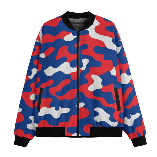 Buffalo Bills Camo Fleece Bomber Jacket – Red, Blue and White NFL Streetwear