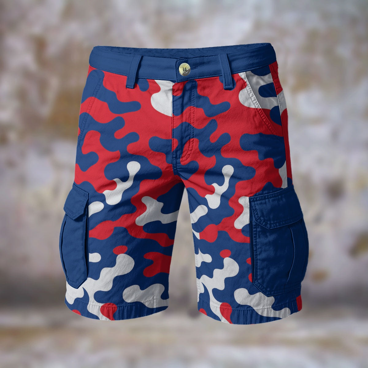 Urban Legend New York Giants Royal Blue Red White Camo Cargo Shorts