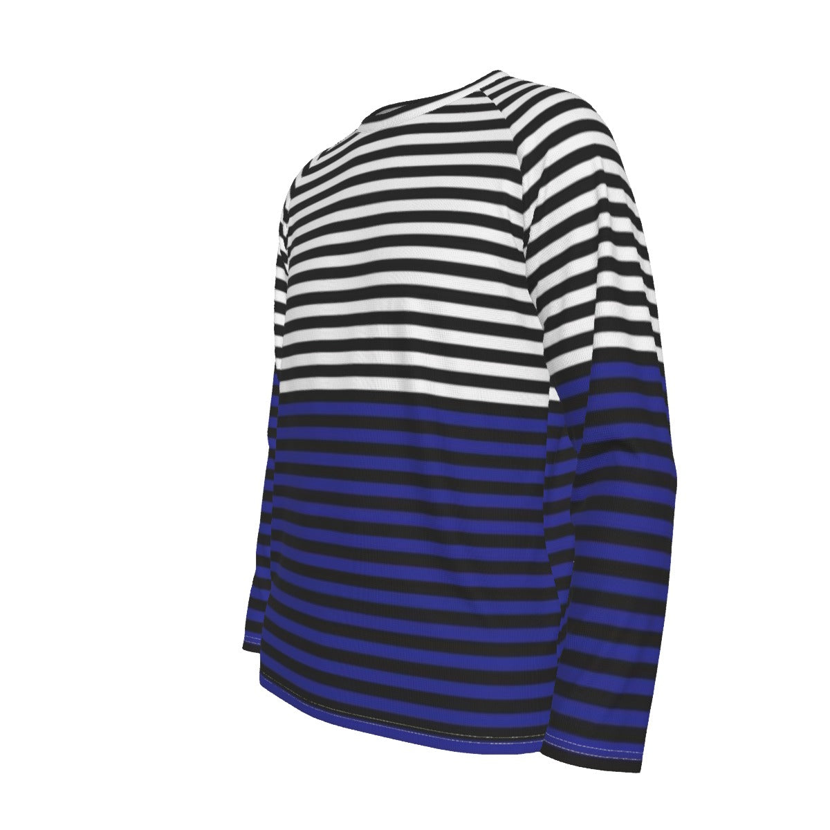 Black and Blue Striped Long Sleeve Shirt – Modern Contrast Style