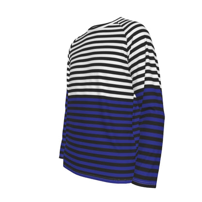 Black and Blue Striped Long Sleeve Shirt – Modern Contrast Style