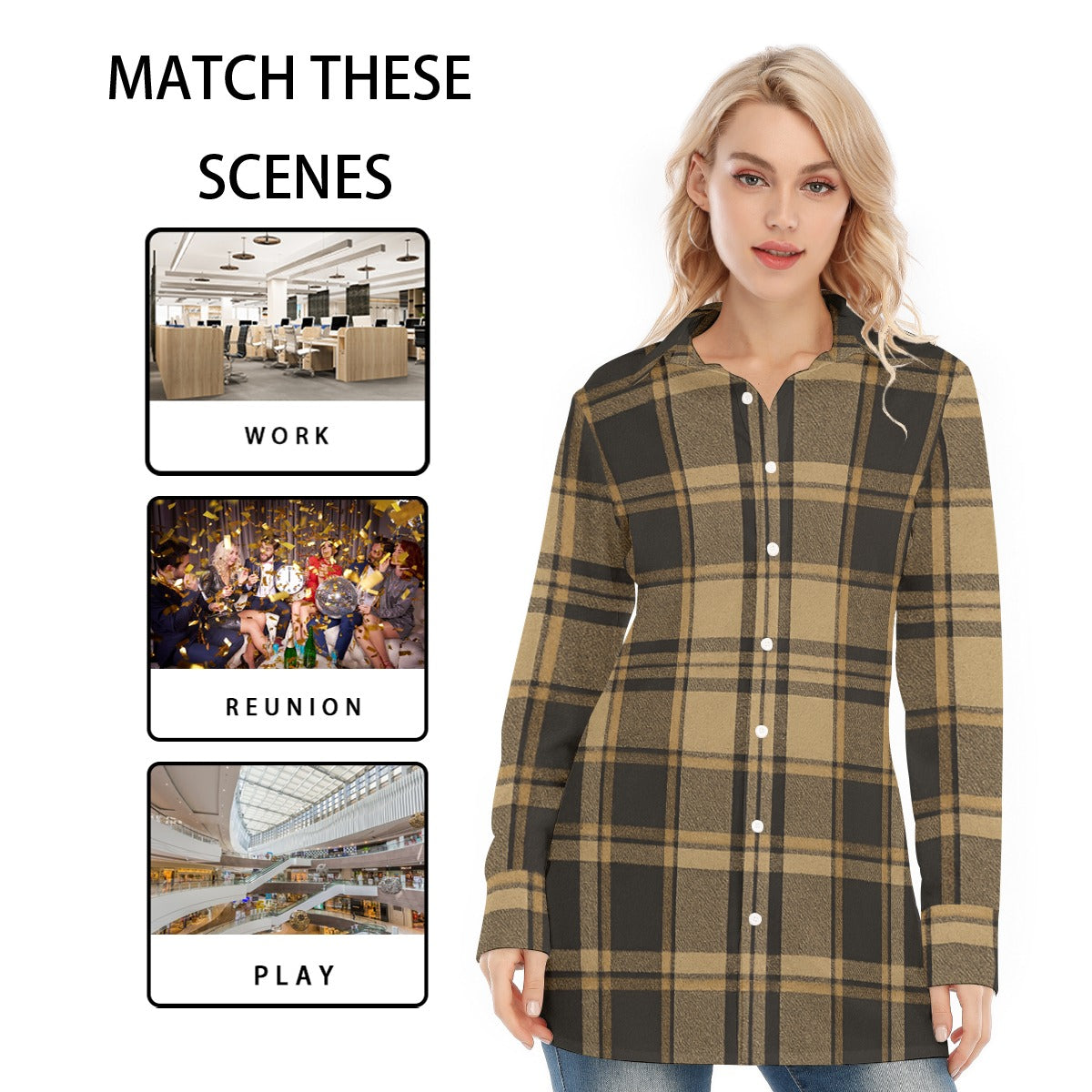 Colorado Tartan Plaid Women's Long Shirt