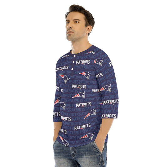 New England Football Game Day All-Over Print Men's Bracelet Sleeve T-shirt With Button Closure