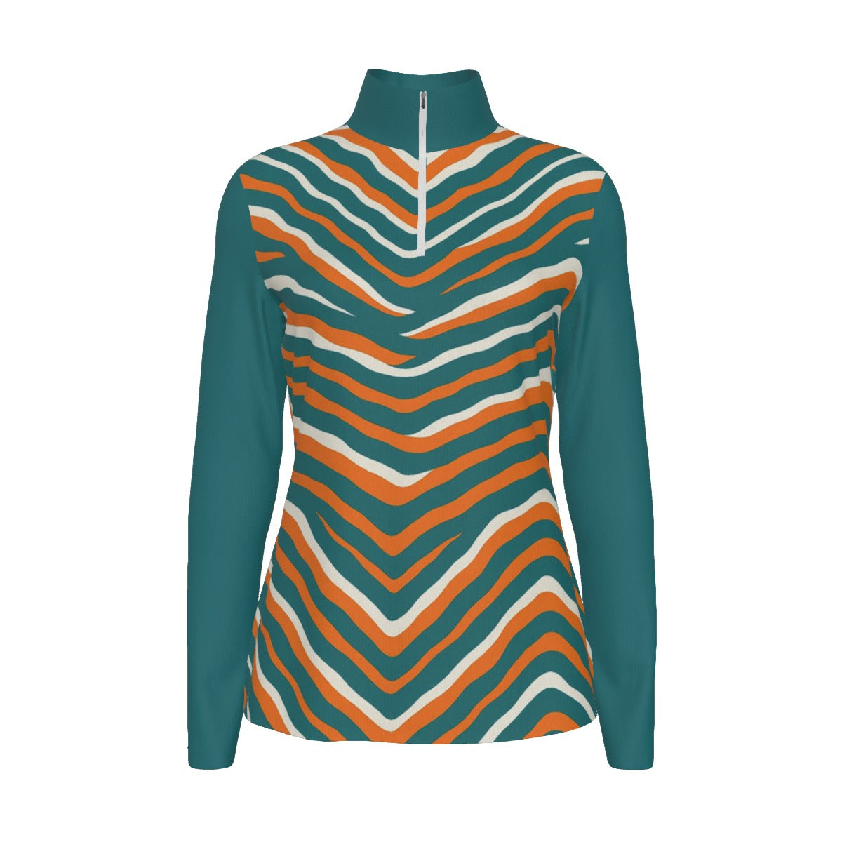 Miami Football Game Day All-Over Print Women's Sports Collar Jersey With Long Sleeve| Interlock