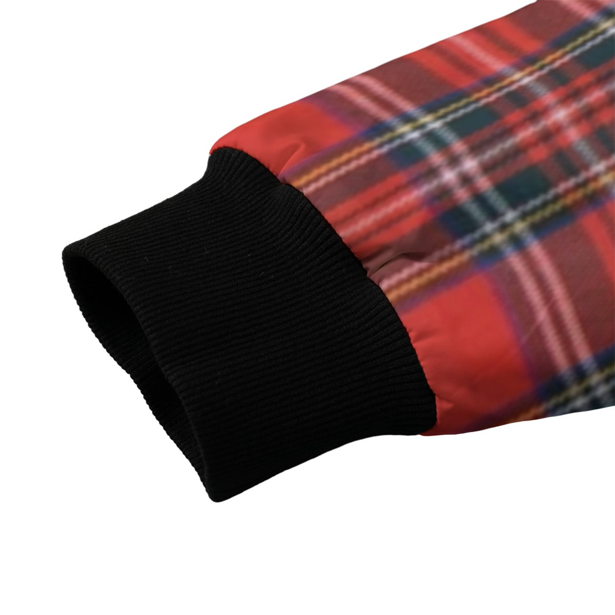 Red Royal Stewart tartan plaid Fleece Bomber Jacket
