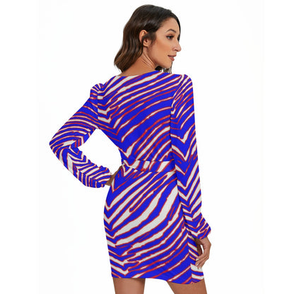 Buffalo Bills Zubaz Women's Long Sleeve Dress With Waist Belt
