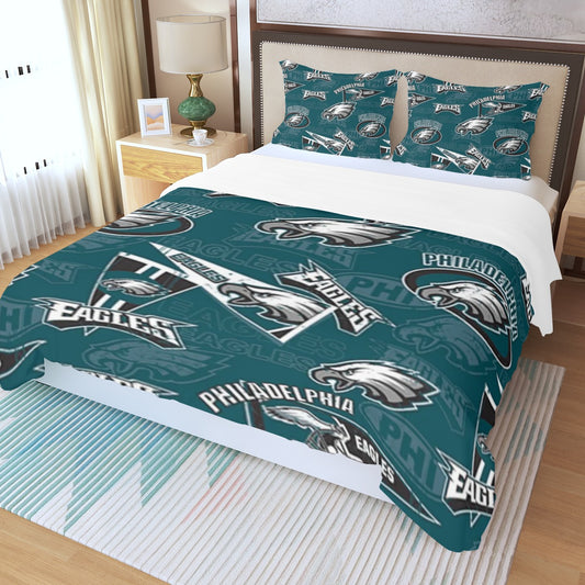 Philadelphia Football Game Day Three Piece Duvet Bedding Set