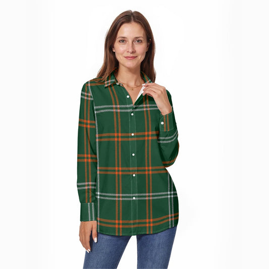 Miami Tartan Plaid Hurricanes Women's Long Sleeve Shirt