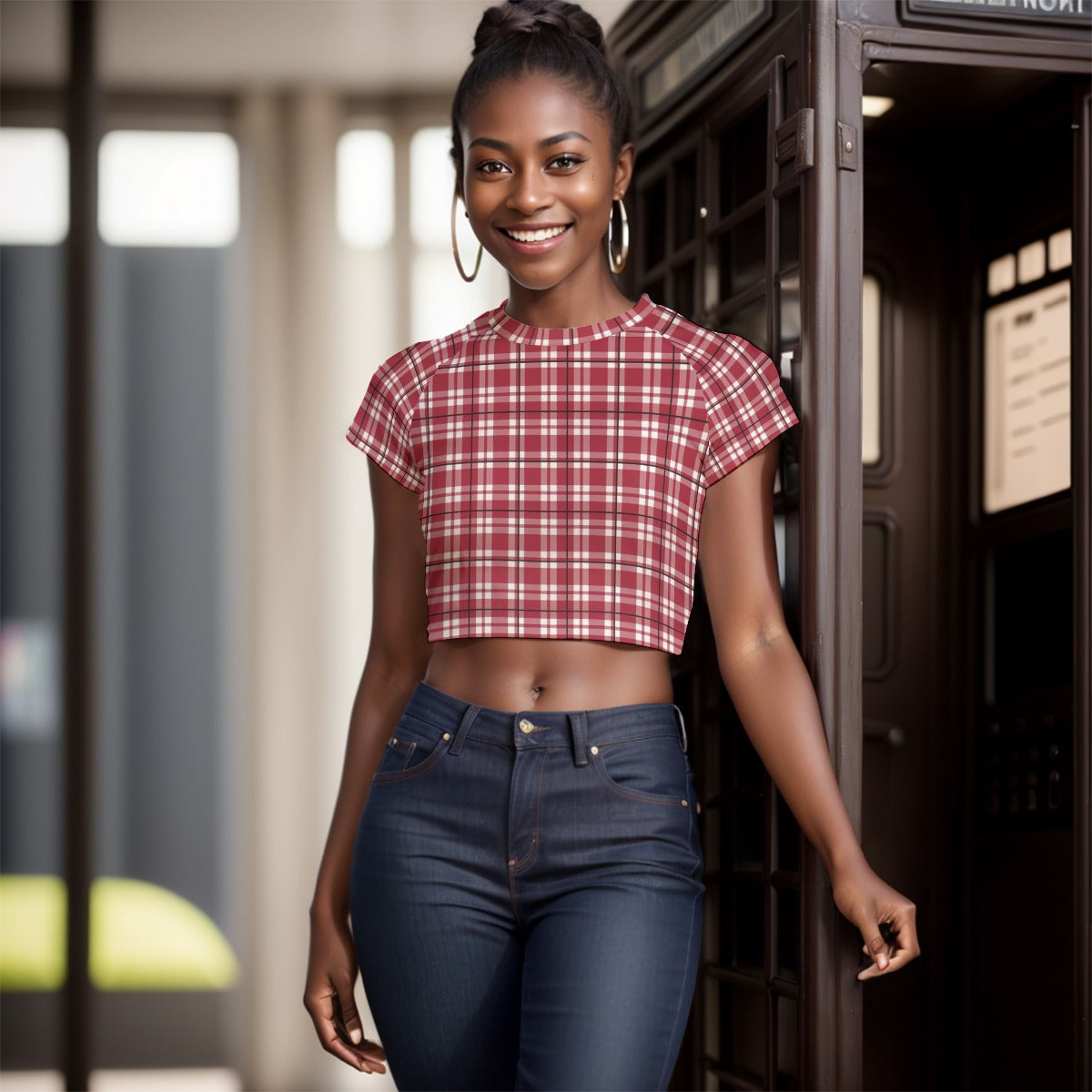 Alabama Tartan plaid Women's Raglan Cropped T-shirt