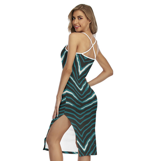Philadelphia Football Game Day All-Over Print Women's Back Cross Cami Dress