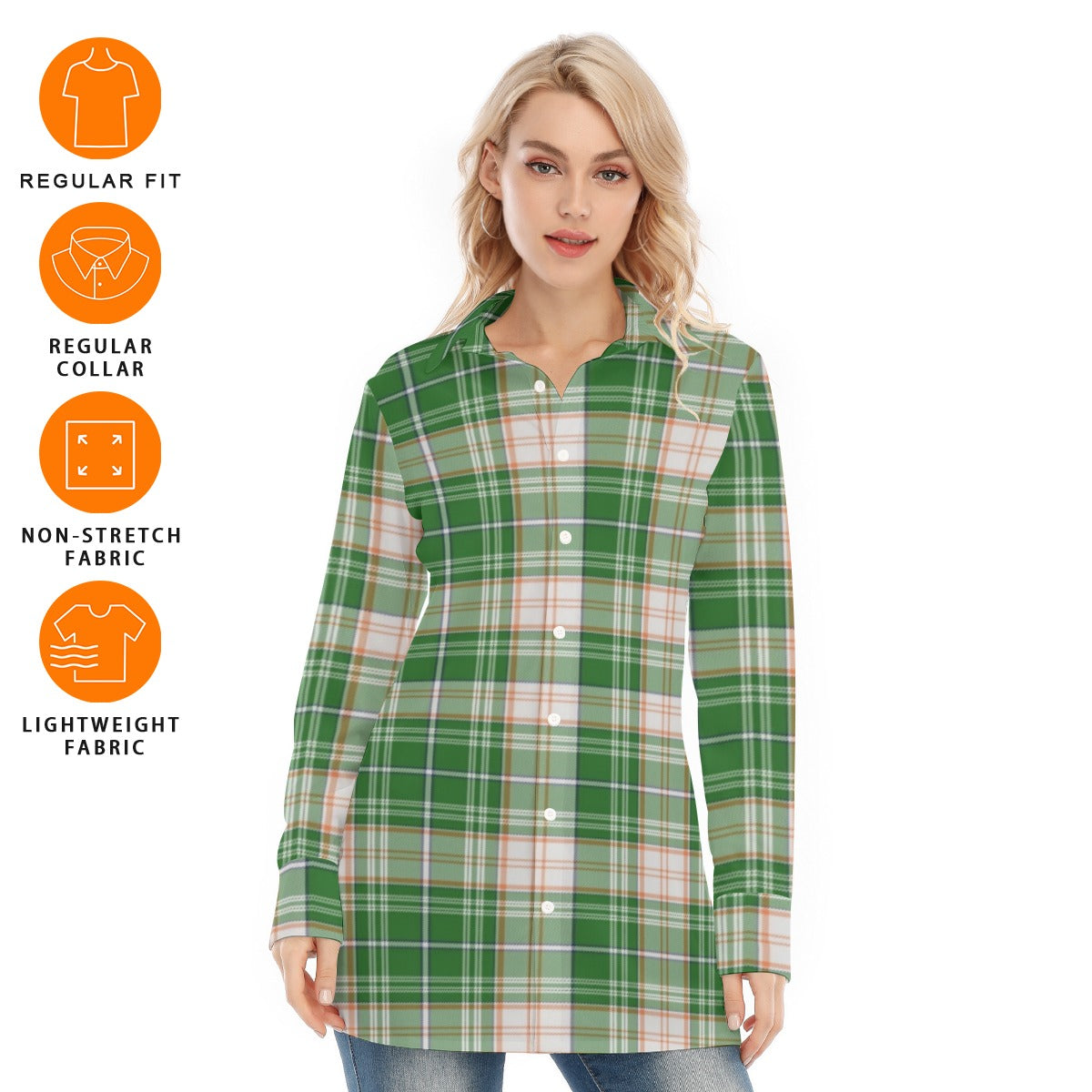 Miami Tartan Plaid Hurricanes Women's Long Shirt