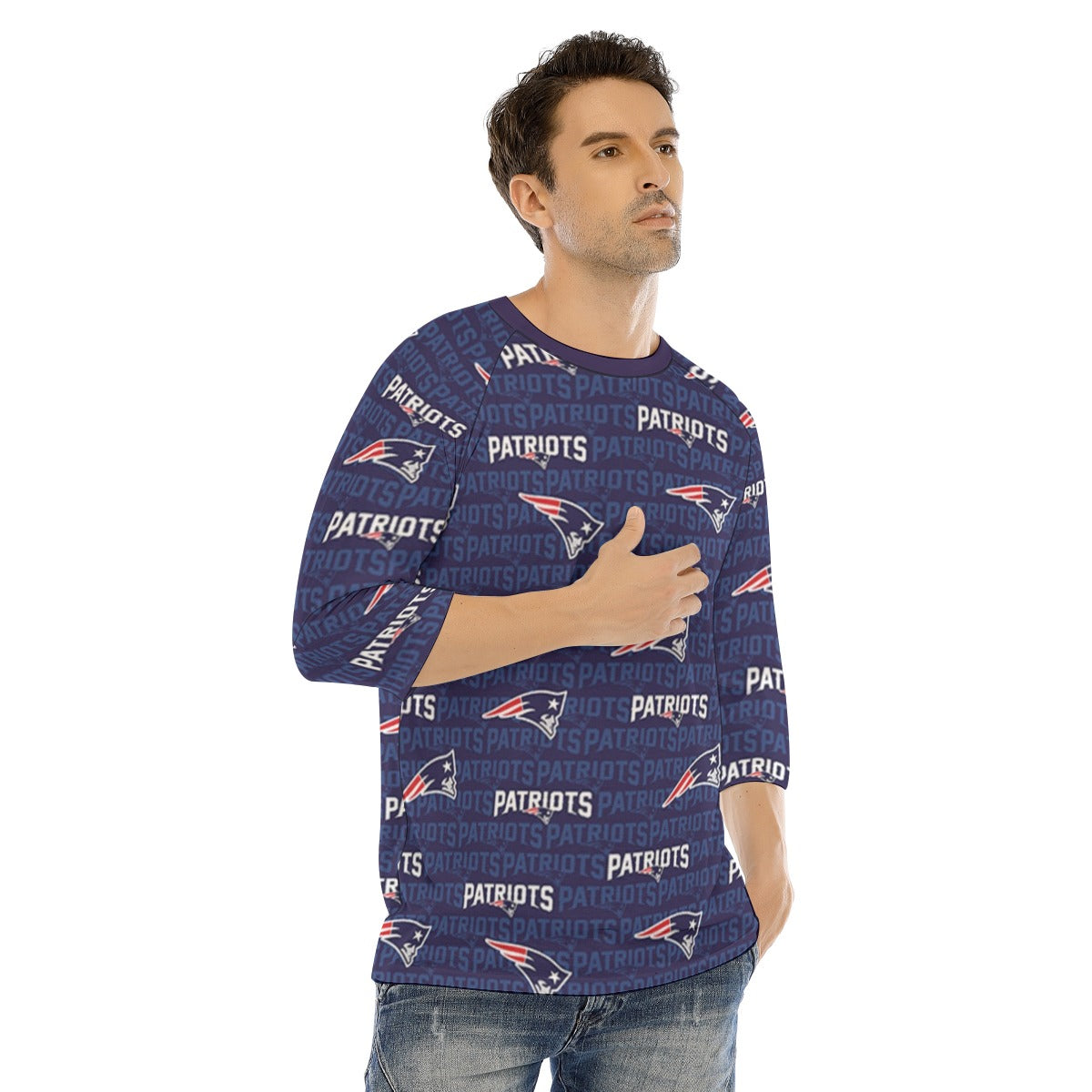 New England Football Game Day All-Over Print Men's O-neck Raglan Sleeve T-shirt