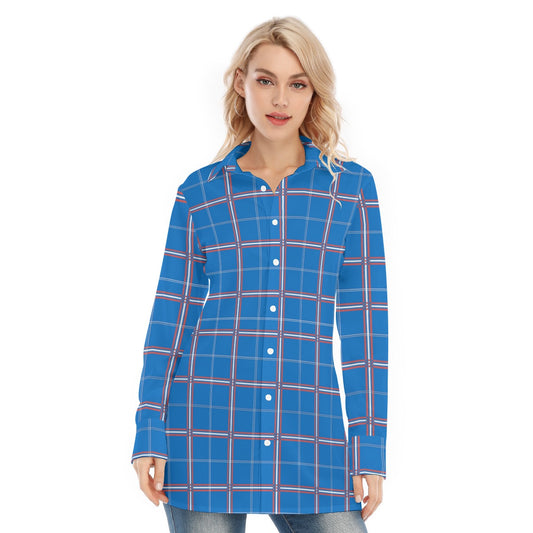 Kansas Tartan Plaid Jayhawks Women's Long Shirt