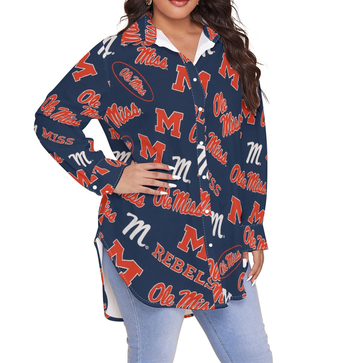 Mississippi Tartan Plaid Ole Miss Rebels Women's Shirt With Long Sleeve(Plus Size)