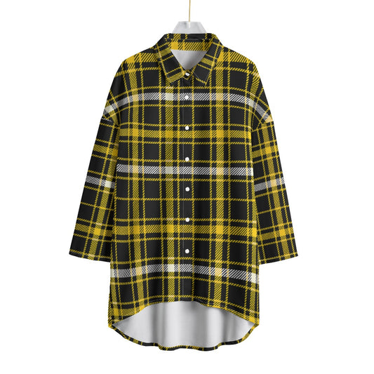 Missouri Tartan Plaid Tigers Women's Chiffon Shirt With Elbow Sleeve