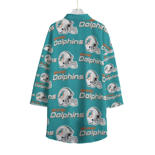 Miami Football Game Day All-Over Print Women's Chiffon Shirt With Elbow Sleeve