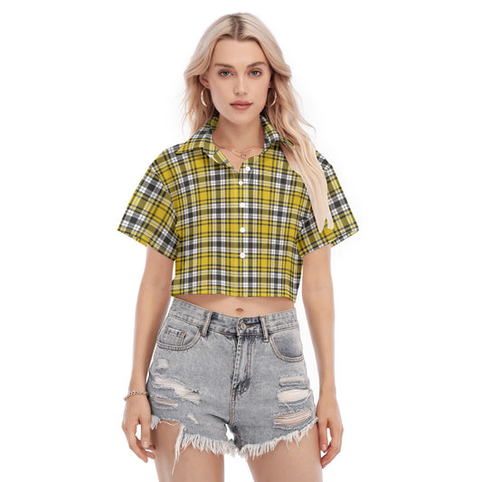 Iowa tartan plaid Hawkeyes Women's Cropped Shirt