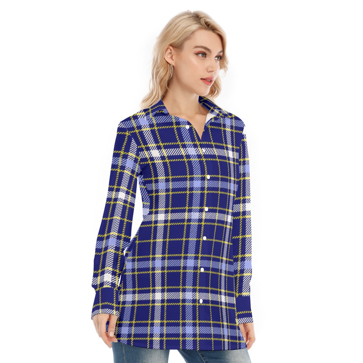 Michigan Tartan Plaid Wolverines Women's Long Shirt