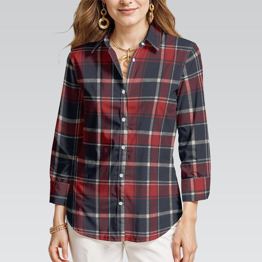 Mississippi Tartan Plaid Ole Miss Rebels Women's 3/4 Sleeve Shirt