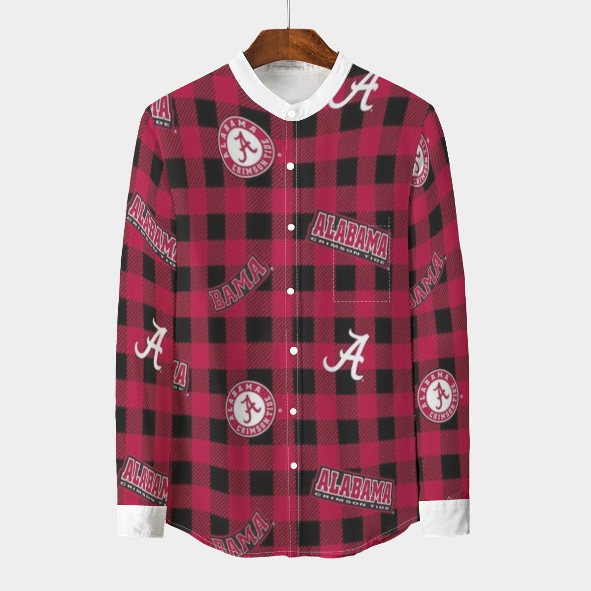 Urban Legend Alabama – Crimson Tide Stand Collar Shirt With Long Sleeve | 110GSM Imitation Flax