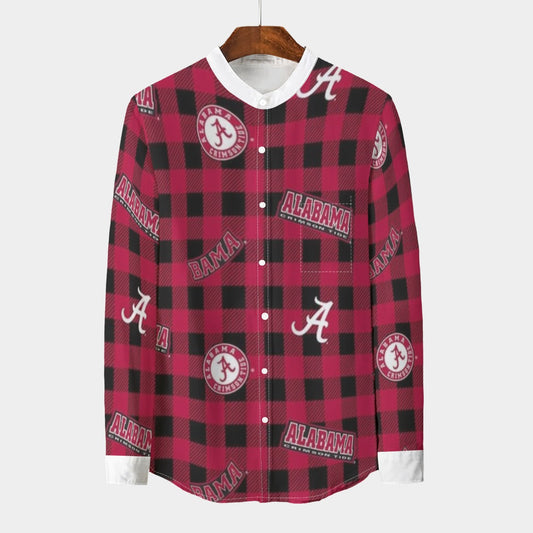 Urban Legend Alabama – Crimson Tide Stand Collar Shirt With Long Sleeve | 110GSM Imitation Flax