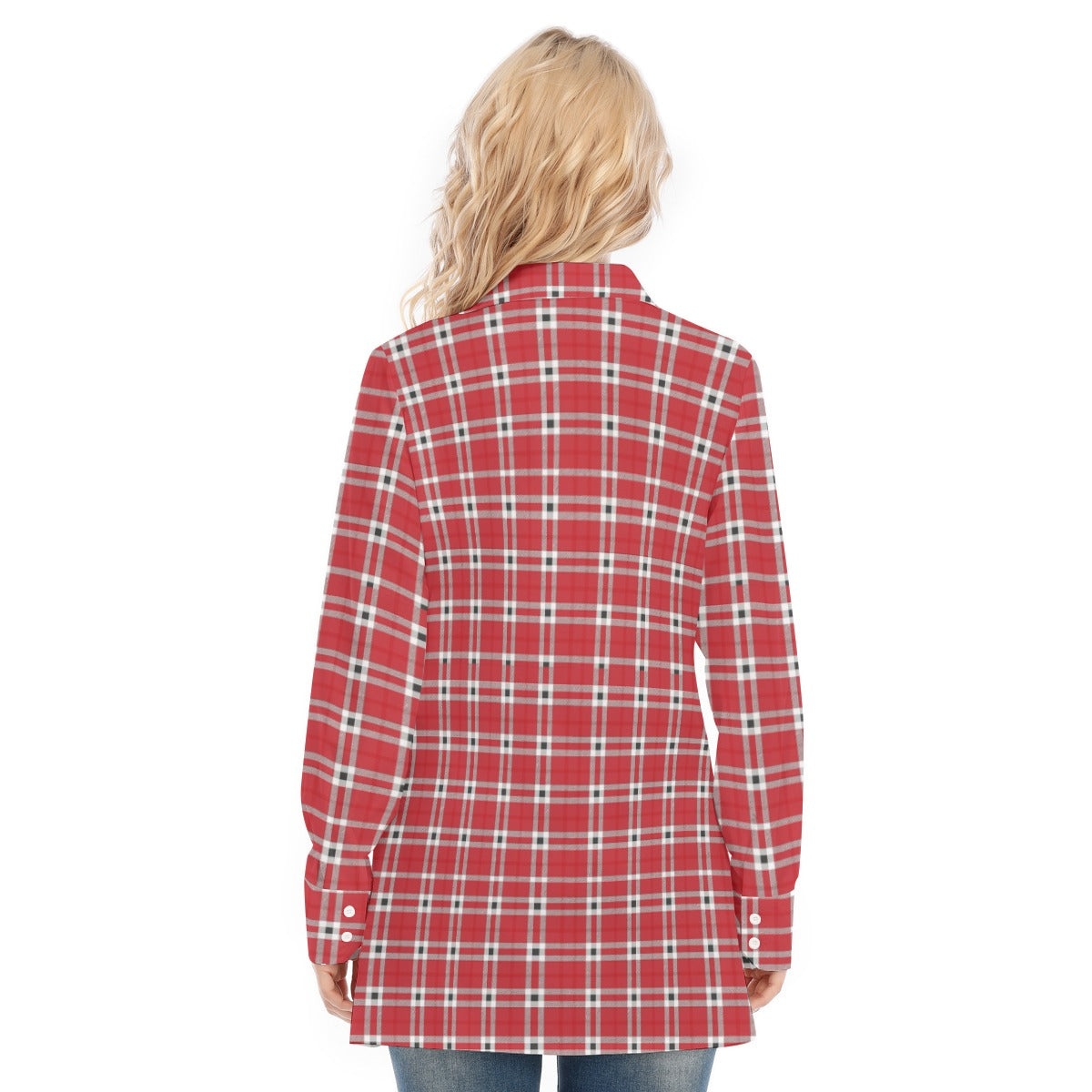 Houston Tartan Plaid Cougars  Women's Long Shirt |115GSM Cotton poplin