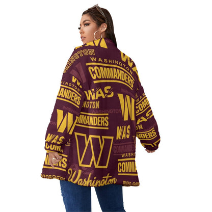Washington Commanders Unisex Borg Fleece Stand-up Collar Coat With Zipper Closure(Plus Size)