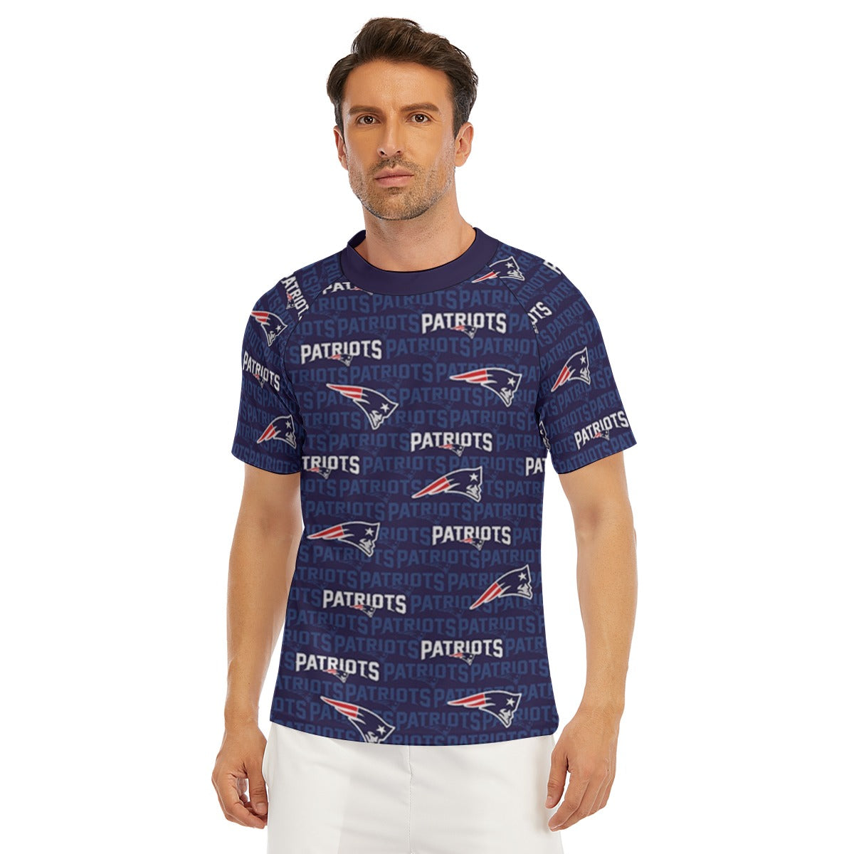 New England Football Game Day All-Over Print Men's Tight Surf Clothing With Half Sleeves