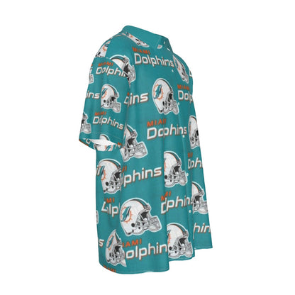 Miami Football Game Day All-Over Print Men's Imitation Silk Short-Sleeved Shirt