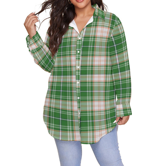 Miami Tartan Plaid Hurricanes  Women's Shirt With Long Sleeve(Plus Size)