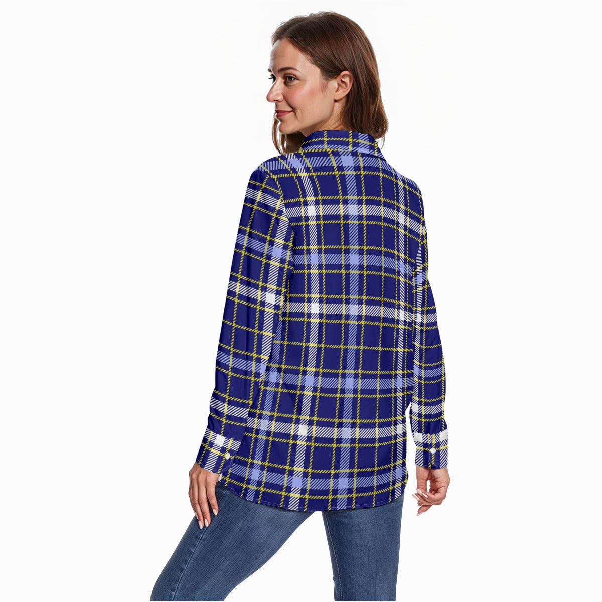 Michigan Tartan Plaid Wolverines Women's Long Sleeve Shirt